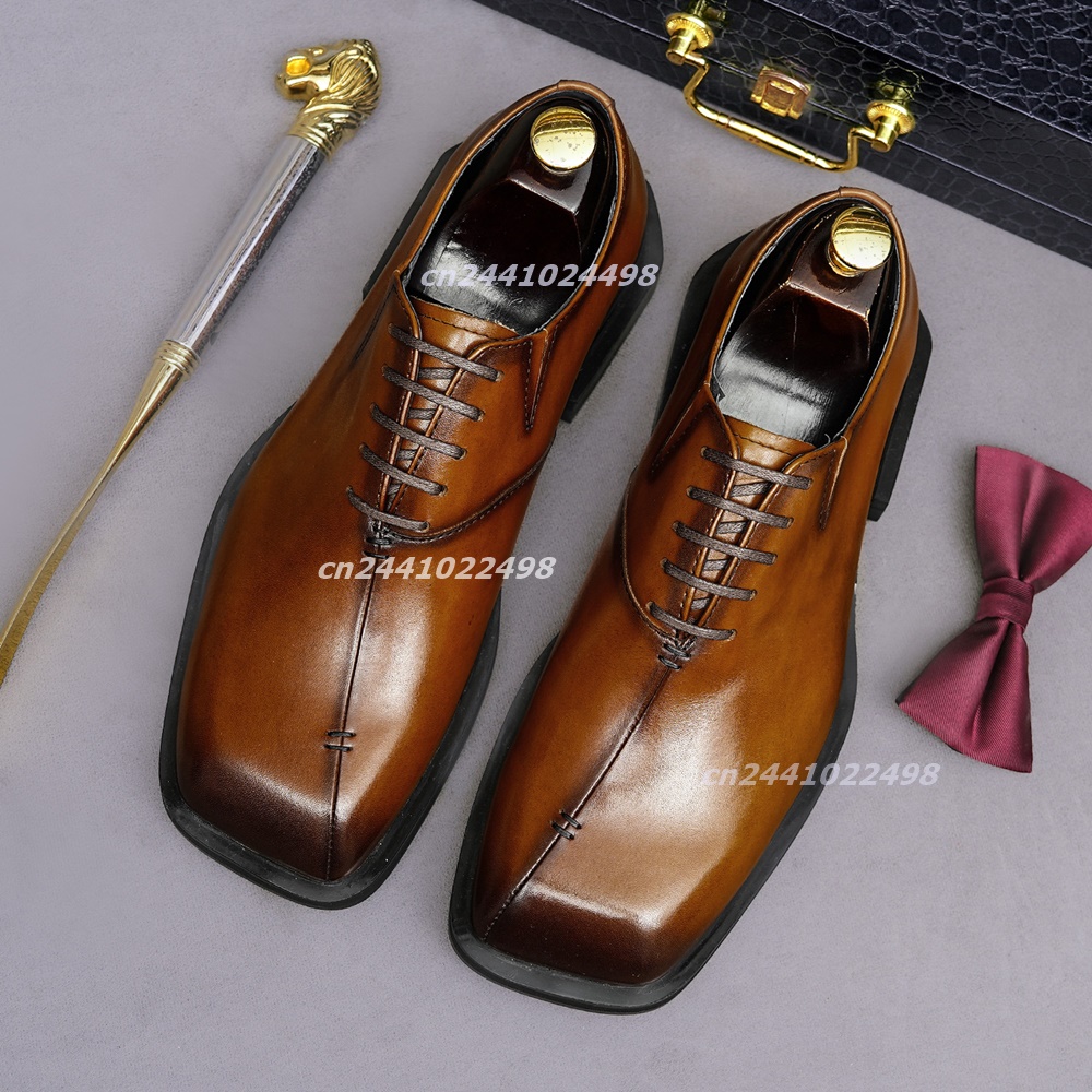 Handmade Square Toe Brown Leat - Leather Shoe Polish recension och pris